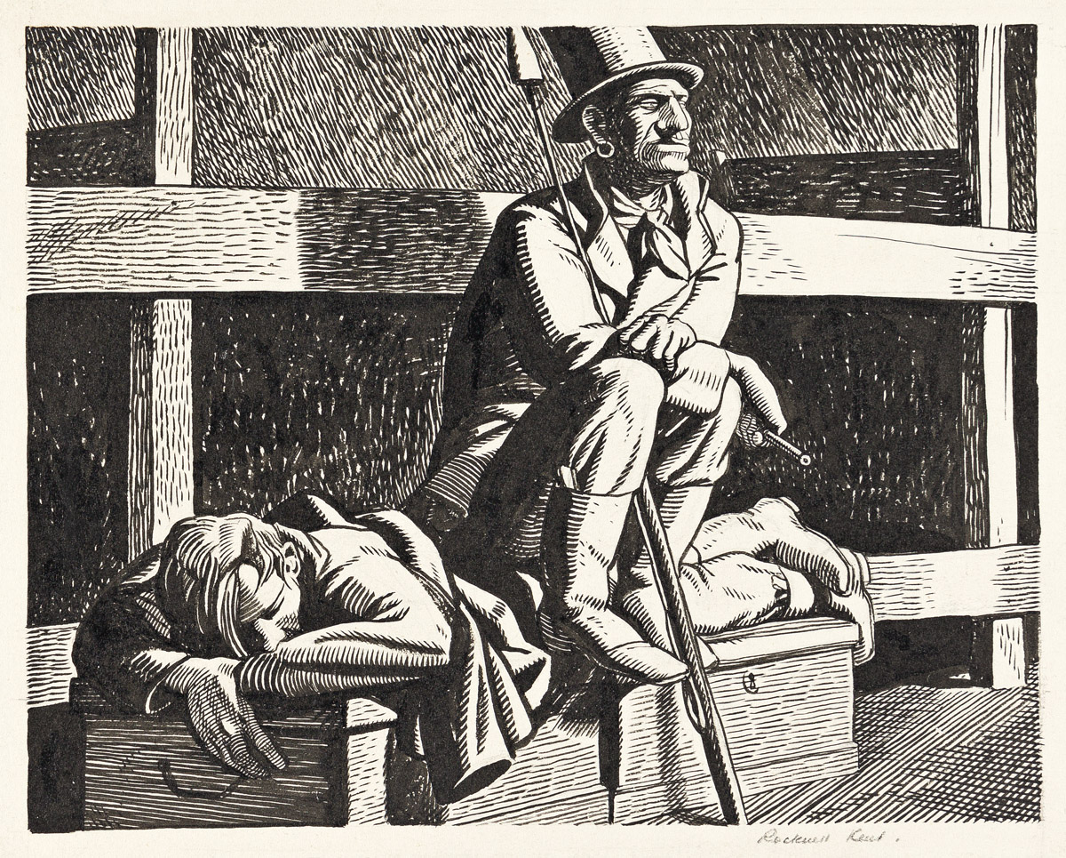 ROCKWELL KENT (1882-1971) And then, without more ado, sat quietly down there. Illustration for Moby Dick.